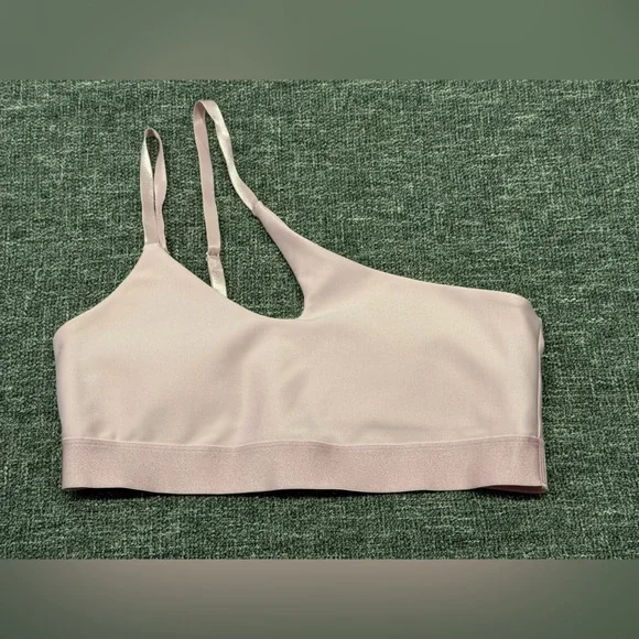 ALO YOGA Airlift All Nighter Sports Bra Sugarplum Pink sz Small One Shoulder - Picture 2 of 5